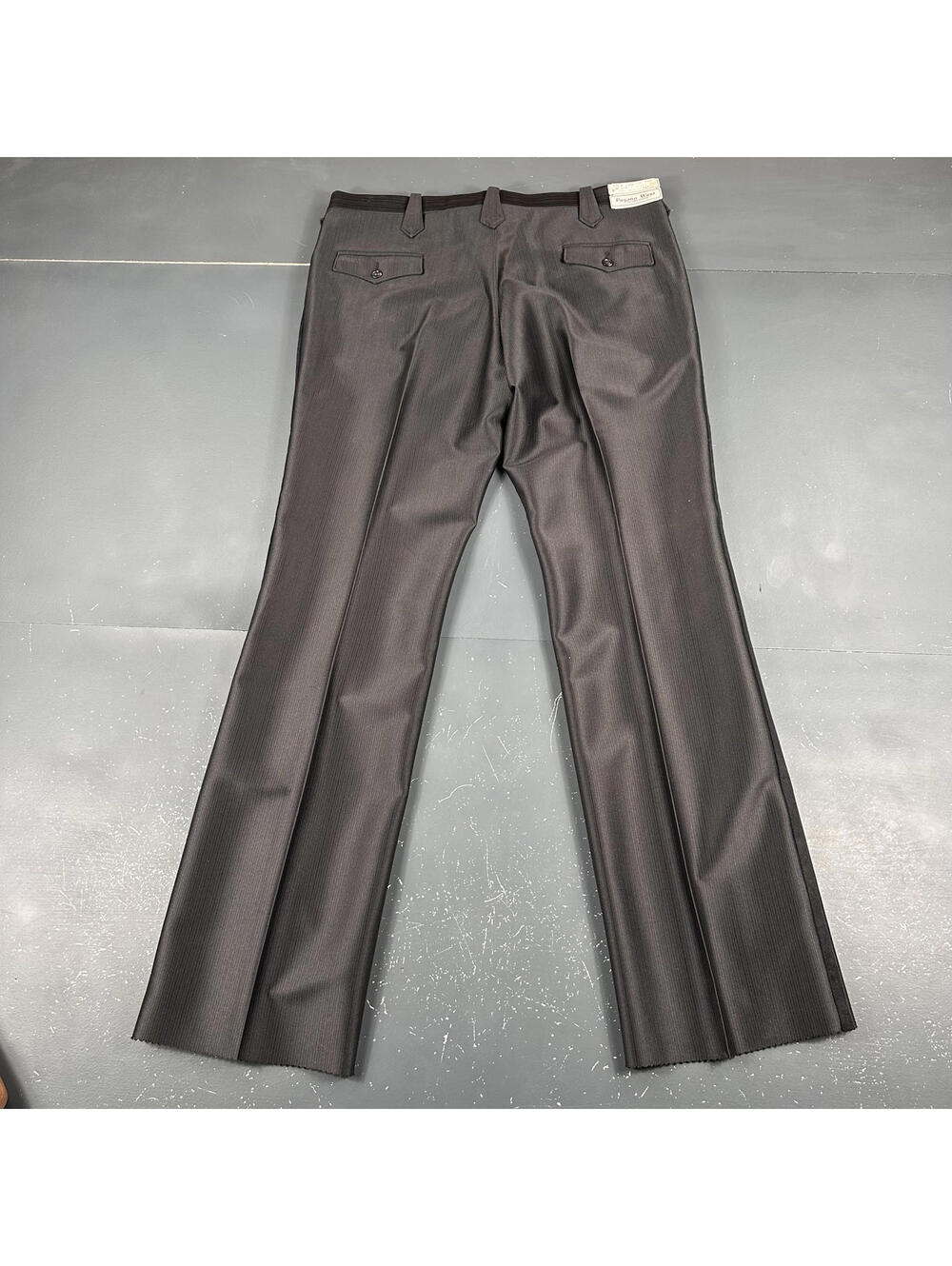 VTG Pagano West Slacks Mens 39 Double Black Striped Side Swedish Warp NWT No Hem - Picture 6 of 9
